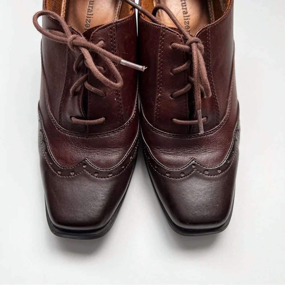 Naturalizer Safara Brown Heel Oxford Lace Up Loafer Bootie Academia Women’s 8 - Picture 10 of 12